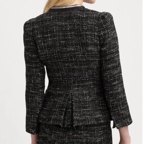 Nanette Lepore Black Tweed Full Zip Blazer Jacket - Picture 2 of 9